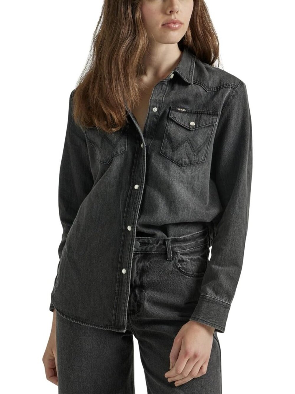 Wrangler Women's Boyfriend Denim Snap Closure Shirt